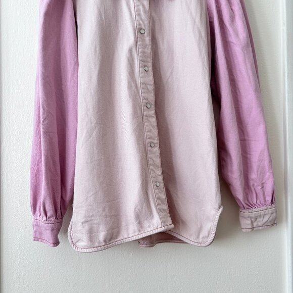 Ganni Ruffled Two-Tone Organic Denim Shirt - Picture 9 of 12
